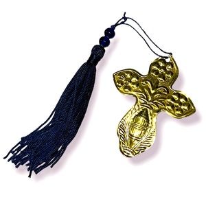 golden brass floral cross bookmark